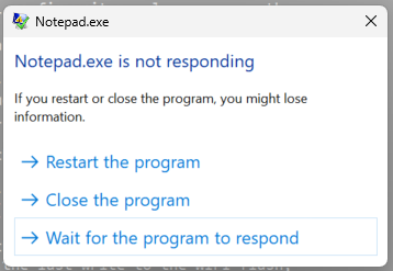 Windows Not Responding